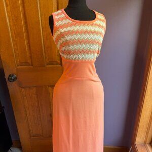 Vintage C.M. Courtney Womens Small, Maxi dress, Sherbet Orange